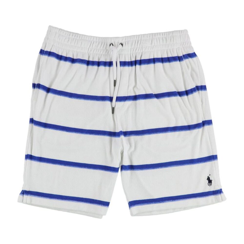 Ralph Lauren Mens Striped Terry Casual Walking Shorts, White, L, DM